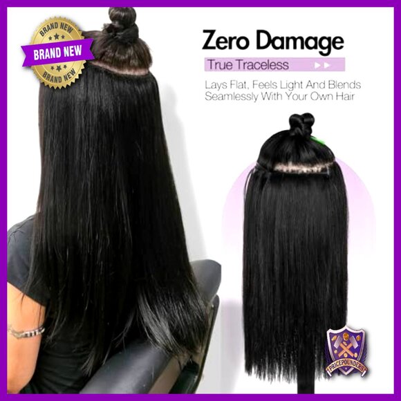 18 Inch Human Hair Extensions Double Layer PU Skin Weft Hand Tied main image 2